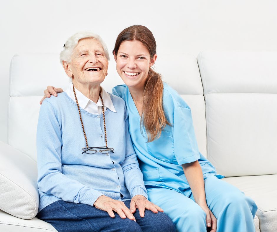 caregiver with happy senior